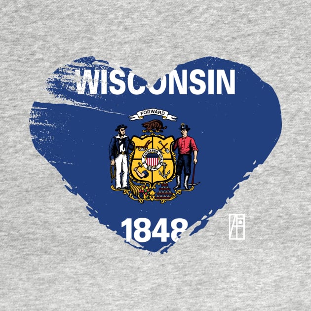 U.S. State - I Love Wisconsin - Wisconsin Flag by ArtProjectShop